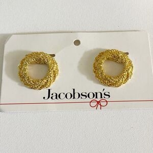 Vtg Bluette Gold Tone Clip On Earrings French Designer Statement Earrings Chunky